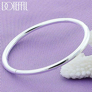 Products: DOTEFFIL 925 Sterling Silver Solid Smooth Opening Bangles Bracelet For Woman Wedding Engagement Party Jewelry