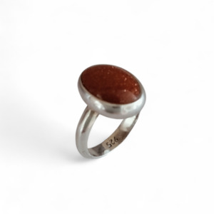 925 Sterling Silver and Red Goldstone with Glitter Effect