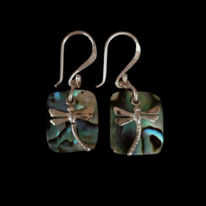 925 Silver Dragonfly and Paua Earrings