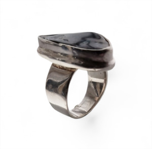 Polished .925 Silver and Paua Ring