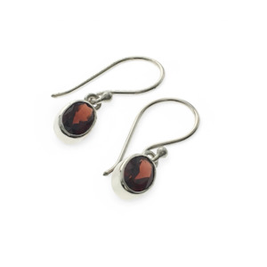 Total Stock Over 0 Items: Genuine .925 Silver and Garnet Drop Earrings