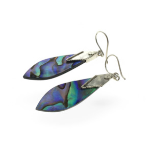 Paua and Genuine Sterling Silver Dangle Earrings