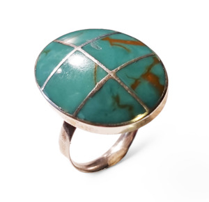 Stock Less Than 1: Southwest Turquoise Inlay Genuine Sterling Silver Ring