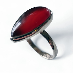 Stock Less Than 1: Tear Drop Carnelian and .925 Sterling Silver Ring