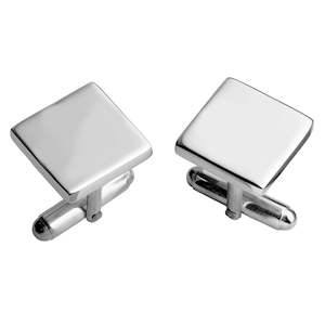 Mens Gifts: Sterling Silver Post Cufflinks - Plain Square