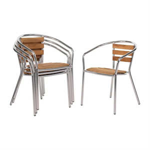 Furniture: Bolero U421 - Four Aluminium & Ash Arm Chairs