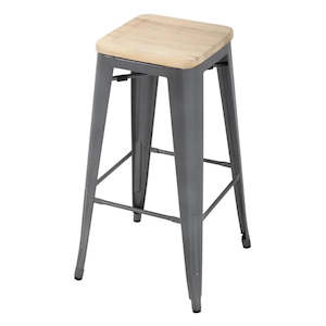 Bolero GM639 - Four Bistro High Stools with Wooden Seat Pads