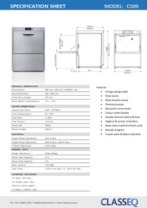 Dishwashers: Classeq C500 - Undercounter Dishwasher