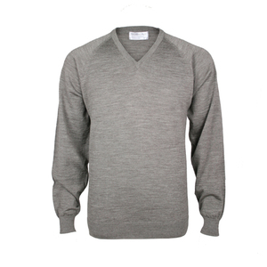 Extrafine Merino Classic Fit Vee - Natural Mix / Suede
