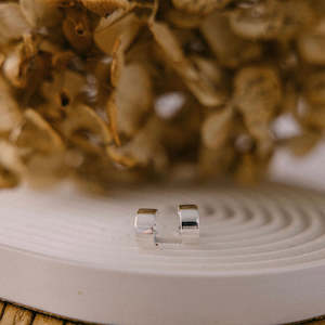 Bridal Jewellery: Solid Cuff Earrings - Silver