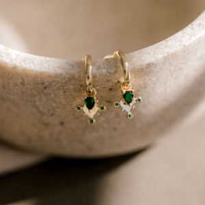 Earrings 1: Monarchy Hoops Emerald Green - Gold
