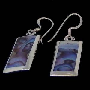 Dangle Earrings: Paua Rectangle Dangle Earrings