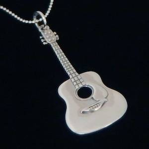 Necklace Pendants: Acoustic Guitar Necklace Silver
