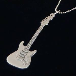 Necklace Pendants: Electric Guitar Necklace Silver