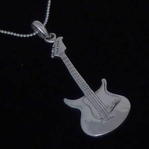 Large Guitar Necklace Silver