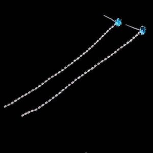 Dangling Chain Jewel Earrings