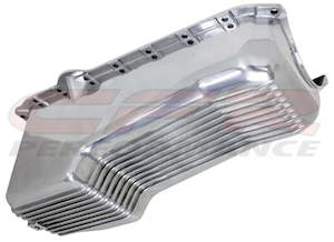 Oil Pan: OIL PAN CHEV SB ALLOY FINNED 1986-02 POLISHED