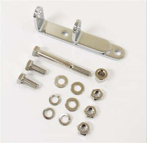 Brackets: ALTERNATOR HEADER BRACKET "F" CHEV SB CHROME