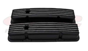 VALVE COVERS CHEV SB SHORT BLACK FINNED