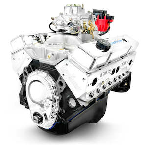 Crate Engines: ENGINE BLUEPRINT CHEV 383 STROKER DRESSED  ROLLER CAM 436 HP / 443 FT LBS 
10.0:1 
New Block Casting
BluePrint Performance Aluminum Heads (Part# H8002K) 
Hypereutectic Pistons 
Roller Cam 
Cast Steel Crank