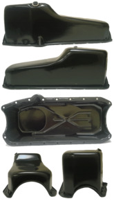 Oil Pan: OIL PAN CHEV SB EARLY 2PRMS LH DIPSTICK UP TO 1979