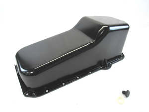 Oil Pan: OIL PAN CHEV SB 1980-85 2PRMS RH DIPSTICK BLACK