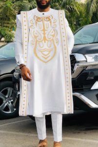 African Attire For Man: African Long Robe For Men Three Pieces Sets