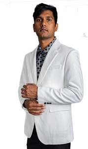 Best Selling Collection: Stylish Men's Slim Fit White Solid Color Elegant Blazer Jacket-BJ201357