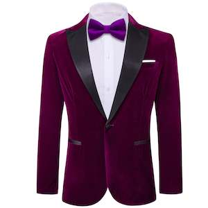 Blazers: Simon Von Peak Collar Suit Plum Purple Solid Slim Men's Silk Suit-XX-0051