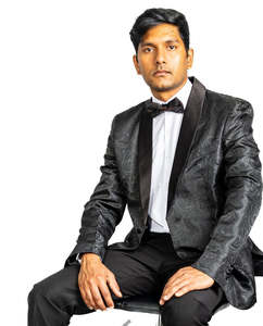 Blazers: Simon Von Wedding Suit Black Paisley Jacquard Blazer - XX-0021