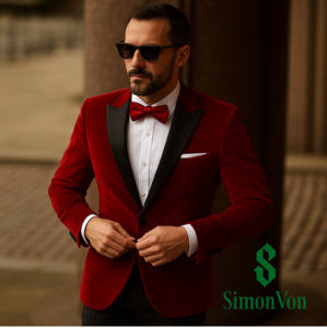 School Ball Youth Events: Black Shawl Collar Crimson Red Solid Blazer - XX-1037