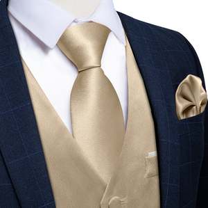 School Ball Youth Events: Champagne Solid Satin Waistcoat Vest Tie Handkerchief Cufflinks Set- MJ-0652
