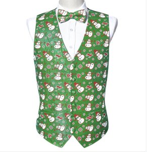 Clearance Sale Collection: GREEN CHRISTMAS SILK WAISTCOAT VEST BOWTIE VEST SUIT SET-MJ-2055