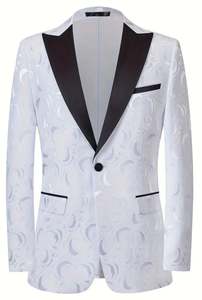 Suits For Hire: White Men's Blazer - Lapel Casual Party Jacket - XH27781