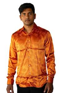 Simon.Von Orange Feather Silk Men's Shirt-0691
