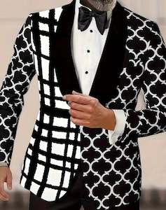 Men's Striped Color Block Blazer Jacket, Casual Business Suit-LW295917