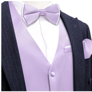 Light Purple Lavender Solid  Vest Necktie Bowtie Set- MJ-2671