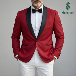 Recommended Seguno: Black Shawl Collar Crimson Red Solid Blazer -XXDJ-0021