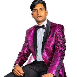 Recommended Seguno: Simon Von Men's Shawl Collar Suit Byzantine Purple Paisley Silk Mens Slim Fit Business Suit XX-4011