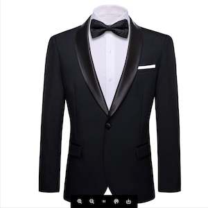 Recommended Seguno: Simon Von  Dress Party Black Suit Jacket Slim One Button Stylish Blazer-XX-0044