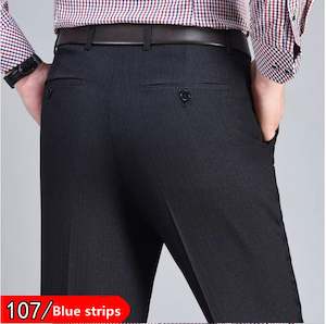Mens Pants: Blue Thin Stripes  Mens Formal Trousers