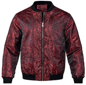 Jackets: NEW SIMON VON RED PAISLEY MEN'S JACQUARD LIGHT CASUAL JACKET-JK-4005