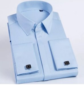 Light Blue High quality french cuff men's suit shirt formal long sleeve ant&hellip;