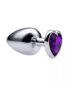 Alloy Love Heart Gemmed Butt Plug - 3.7 Inch