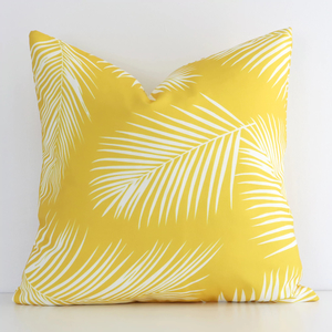Otama Palm Waterproof Yellow Outdoor Cushion Cover - 45cm X 45cm