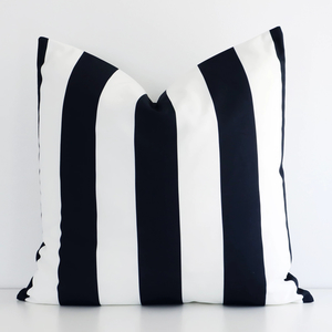 Otama Striped Waterproof Black And White Large Outdoor Cushion Cover - Large