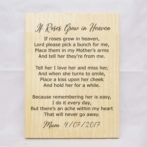In Loving Memory: If Roses Grew In Heaven Plaque