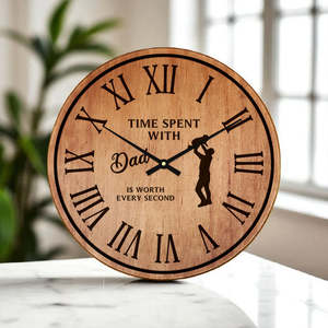Fathers Day: Time Spent With Dad Clock - Personalised - Solid Timber