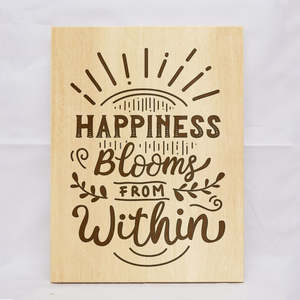 Motivational: Happiness Blooms From Within Plaque