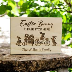 Easter Bunny - Please Stop Here Plaque (Personalised) [2025 Edition]